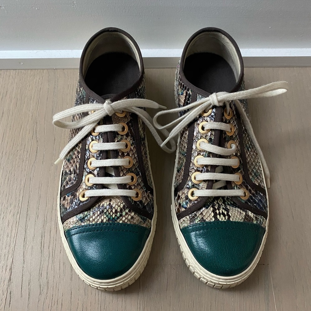 Chanel Python And Leather Cap Toe Sneaker - image 1